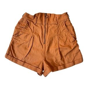 Lovers and Friends pleated shorts XS Orange terracotta Linen blend High waist